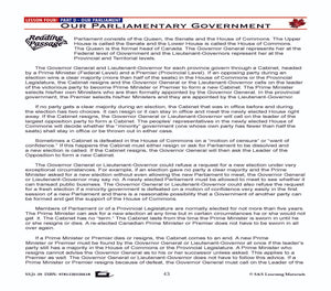 Canadian Government Lesson: Our Parliamentary Government Grades 5+