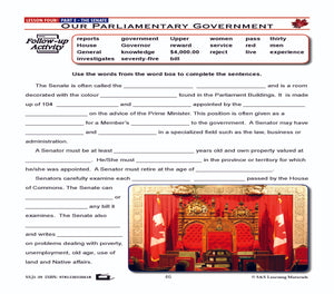 Canadian Government Lesson: Our Parliamentary Government Grades 5+