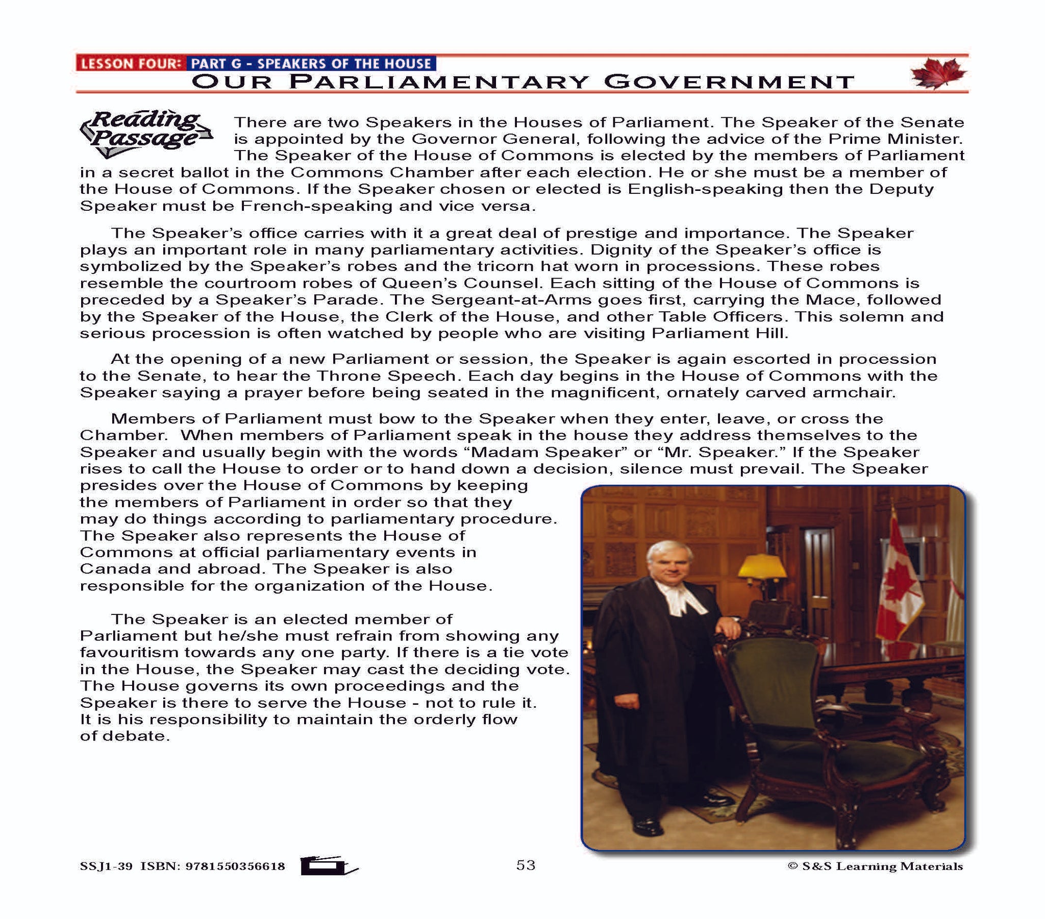 Canadian Government Lesson: Our Parliamentary Government Grades 5+