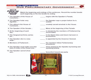 Canadian Government Lesson: Our Parliamentary Government Grades 5+