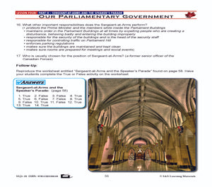 Canadian Government Lesson: Our Parliamentary Government Grades 5+