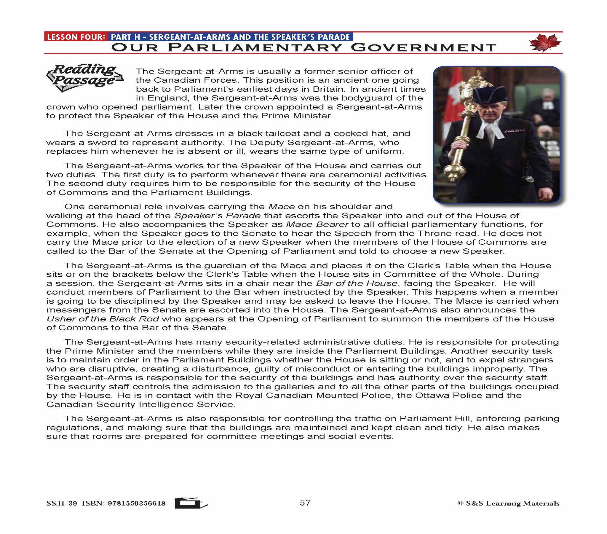 Canadian Government Lesson: Our Parliamentary Government Grades 5+