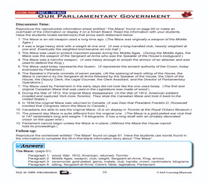 Canadian Government Lesson: Our Parliamentary Government Grades 5+