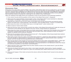 Canadian Government Lesson: Our Parliamentary Government Grades 5+