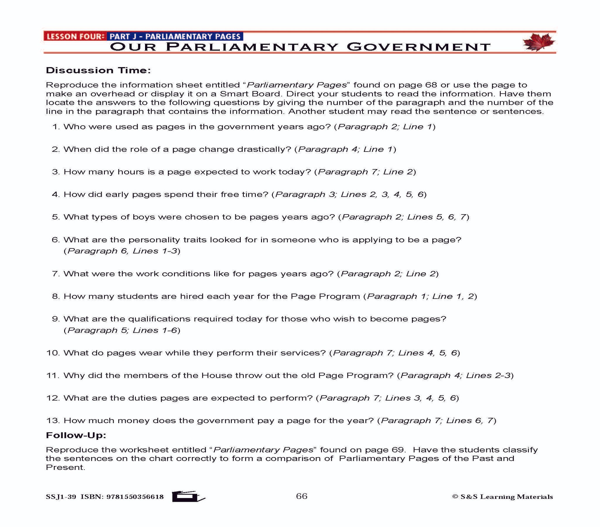 Canadian Government Lesson: Our Parliamentary Government Grades 5+