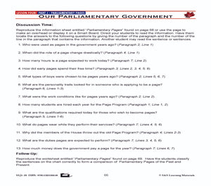 Canadian Government Lesson: Our Parliamentary Government Grades 5+