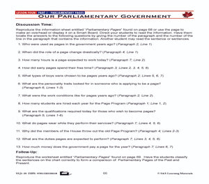 Canadian Government Lesson: Our Parliamentary Government Grades 5+