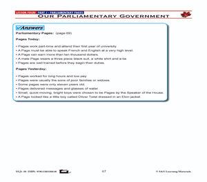 Canadian Government Lesson: Our Parliamentary Government Grades 5+
