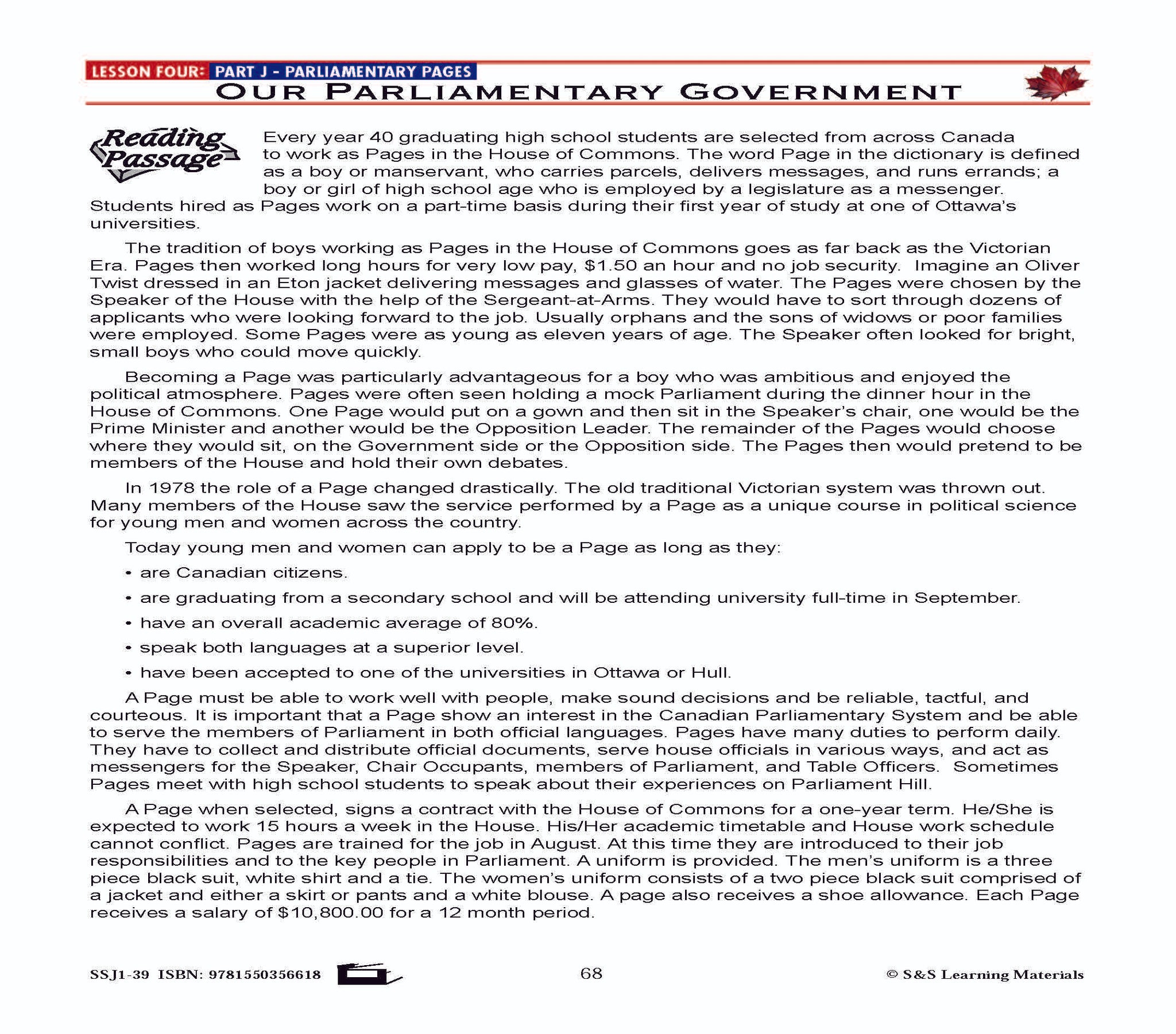 Canadian Government Lesson: Our Parliamentary Government Grades 5+