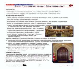 Canadian Government Lesson: The House of Commons Grades 5+