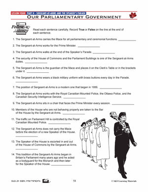 Canadian Government Lesson: Sergeant-at-Arms, Speaker's Parade Grades 5+