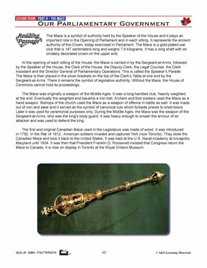 Canadian Government Lesson: Sergeant-at-Arms, Speaker's Parade Grades 5+