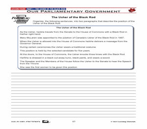 Canadian Government Lesson: The Usher of the Black Rod Grades 5+