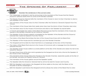 Canadian Government: The Opening Of Parliament Gr. 5-8