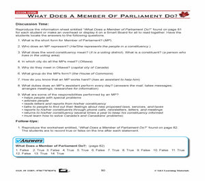 Canadian Government Lesson: What Does a Member of Parliament Do? Grades 5+
