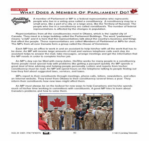 Canadian Government Lesson: What Does a Member of Parliament Do? Grades 5+