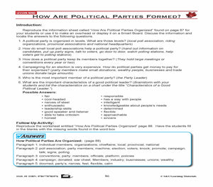 Canadian Government Lesson: How Are Political Parties Formed? Grades 5+