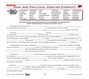 Canadian Government Lesson: How Are Political Parties Formed? Grades 5+