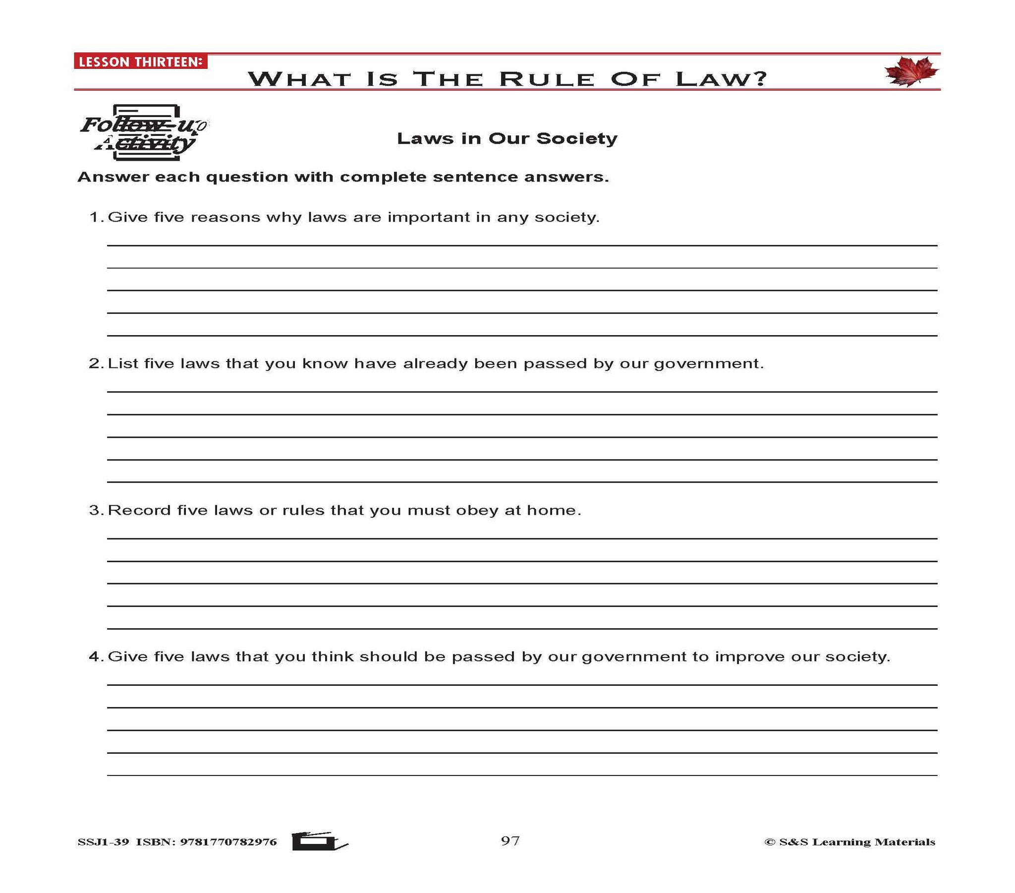 Canadian Government Lesson: What is the Rule of Law? Grades 5+