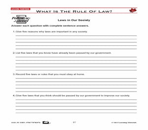 Canadian Government Lesson: What is the Rule of Law? Grades 5+