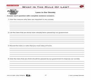 Canadian Government Lesson: What is the Rule of Law? Grades 5+