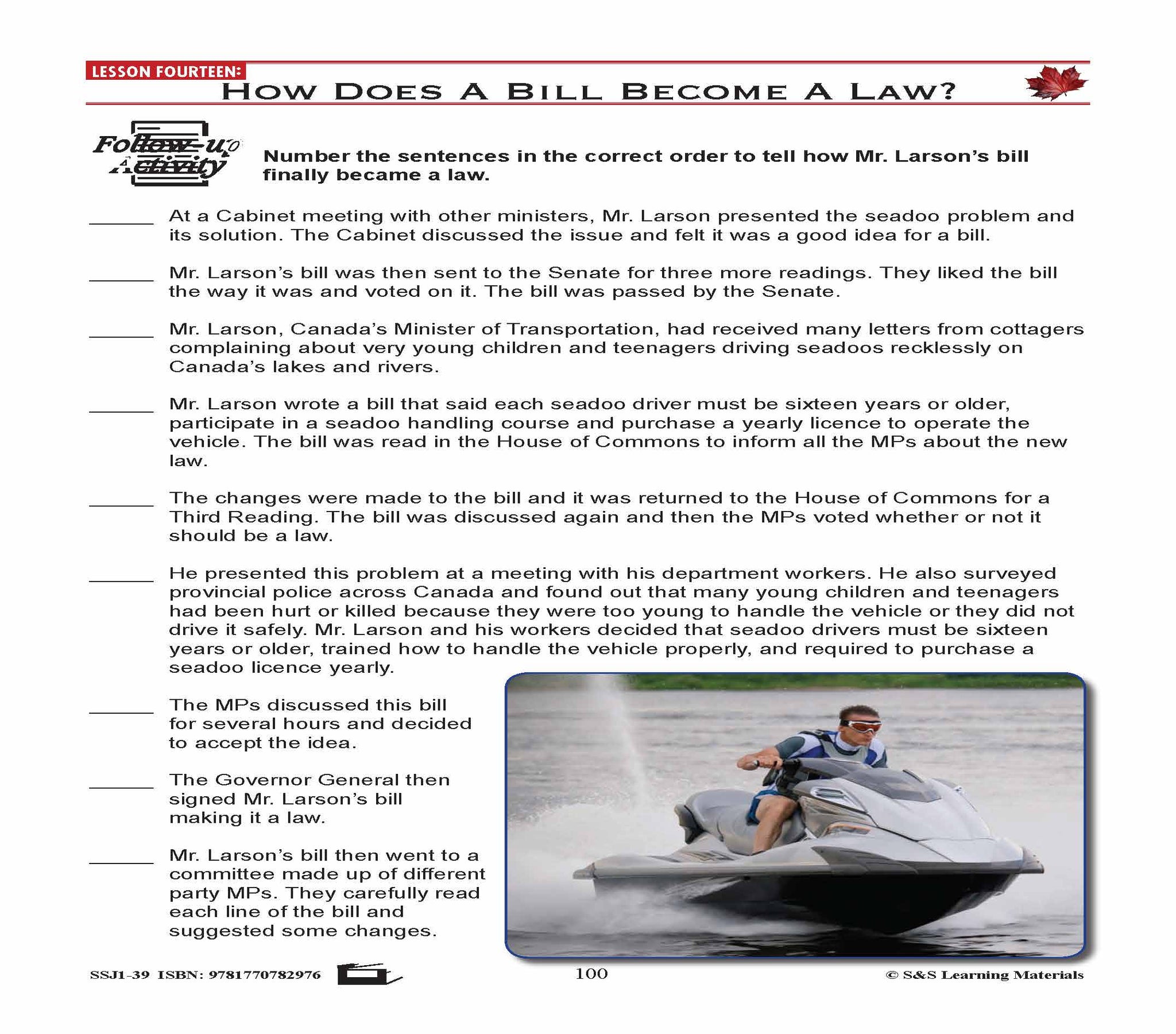Canadian Government Lesson: How Does a Bill Become a Law? Grades 5+