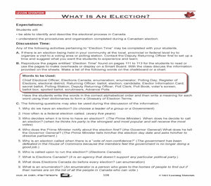 Canadian Government Lessons: What Is An Election? Gr. 5-8