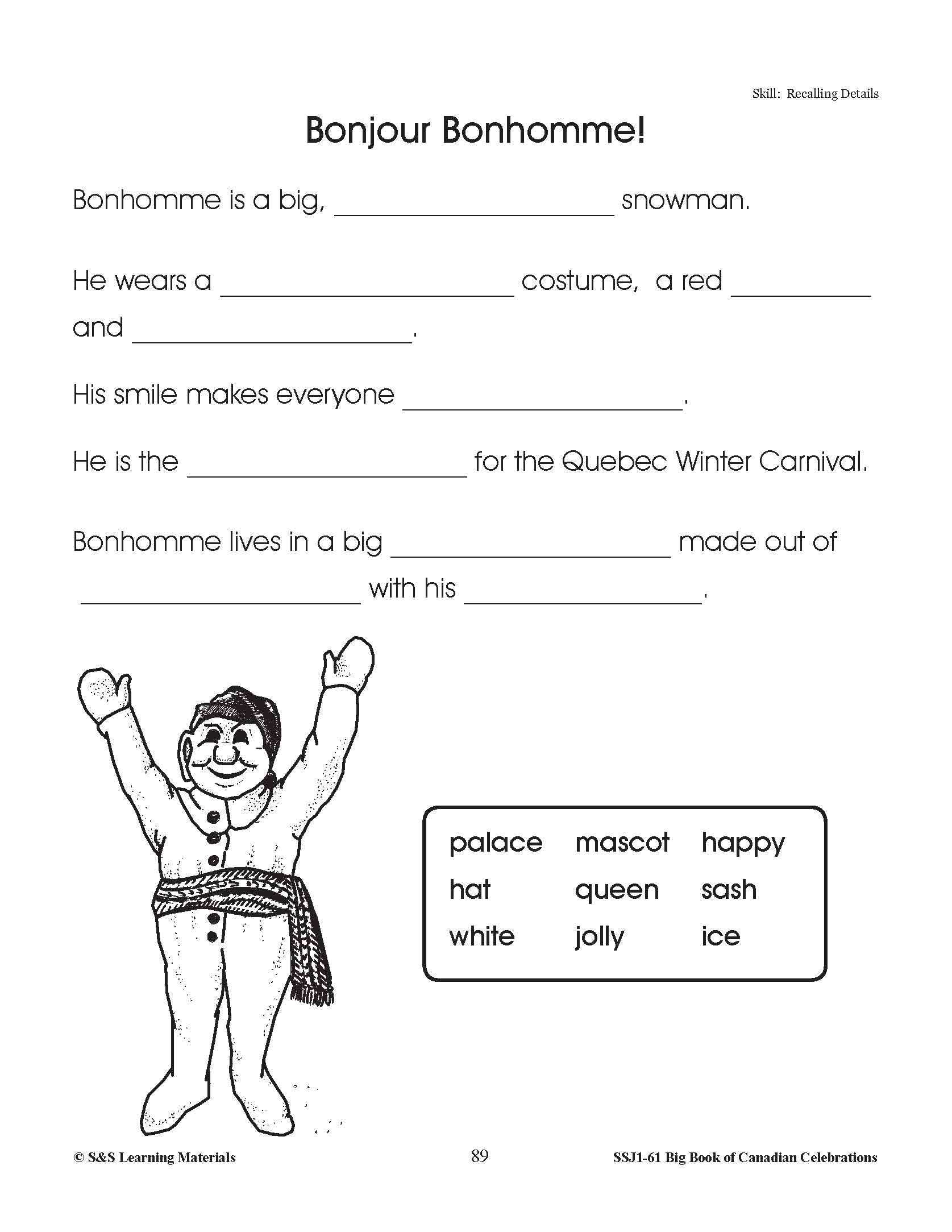 Quebec Winter Carnival Grades 1-3 Teacher Directed Lesson & Activities