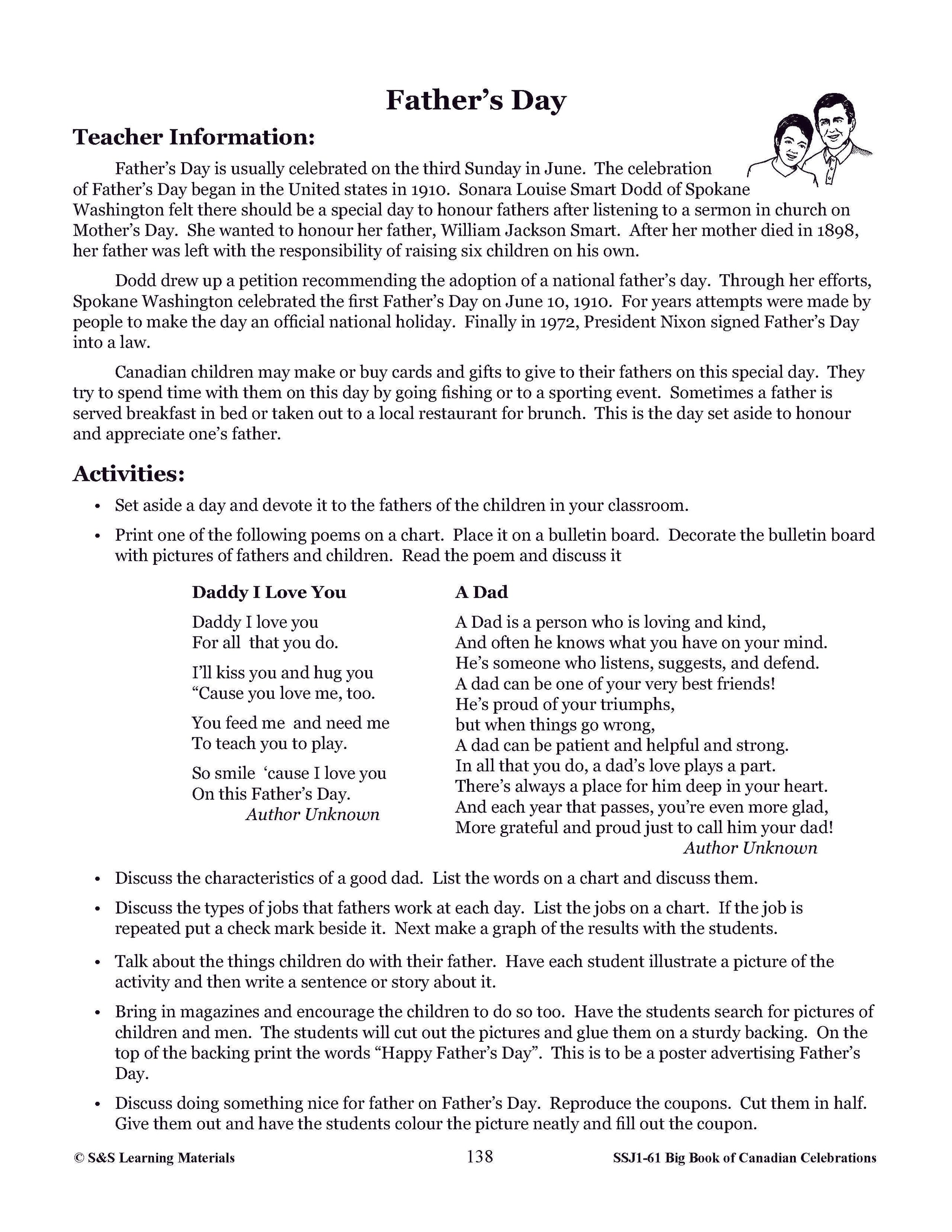 Father's Day Gr. 1-3  E-Lesson Plan