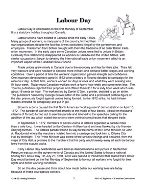 Labour Day Gr. 4-6  E-Lesson Plan