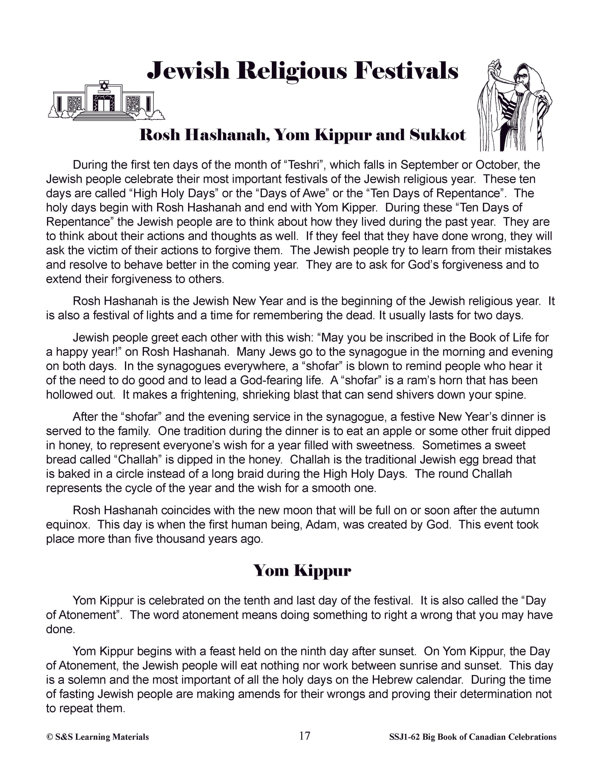 Jewish Religious Festivals Gr. 4-6 E-Lesson Plan