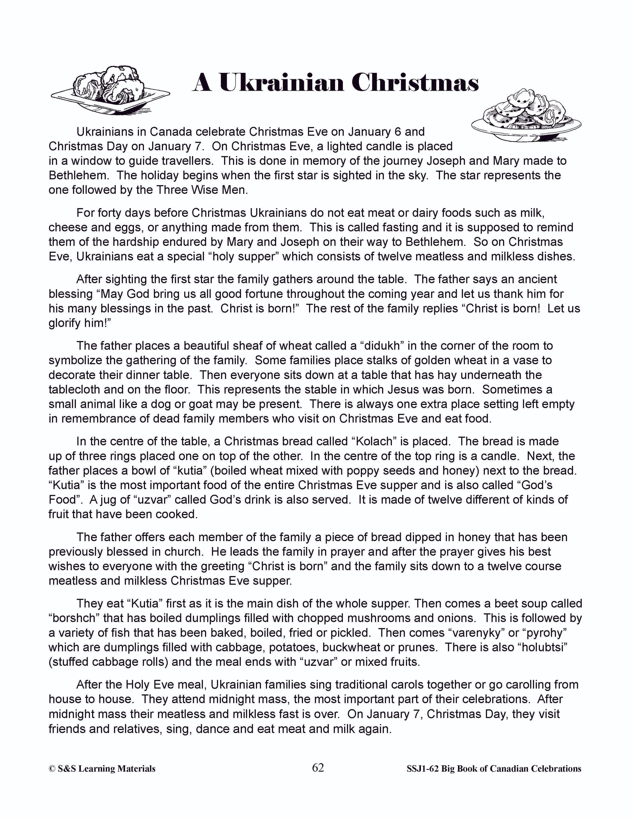 A Ukrainian Christmas Gr. 4-6 Information & Worksheets