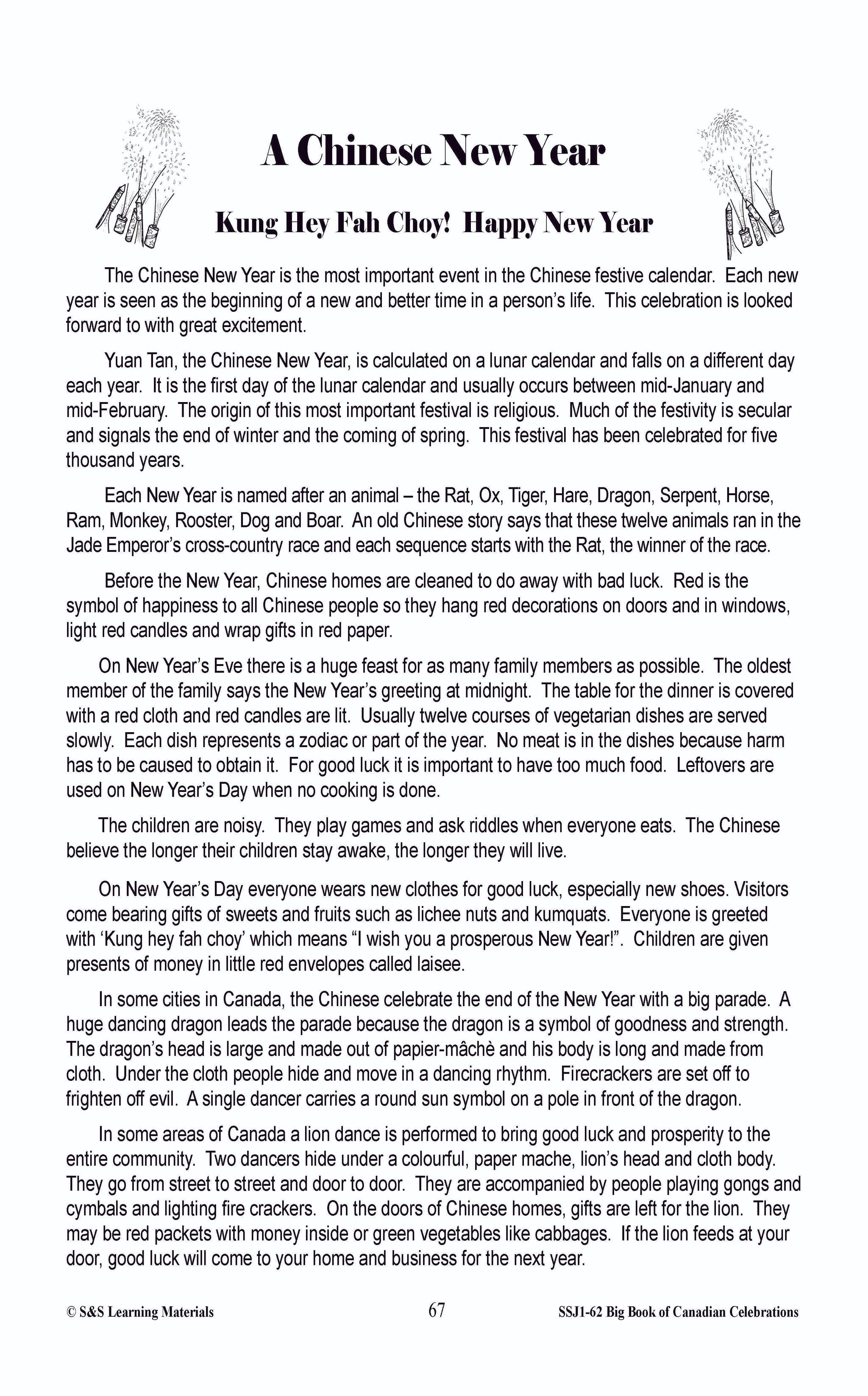 A Chinese New Year Gr. 4-6 Information & Worksheets