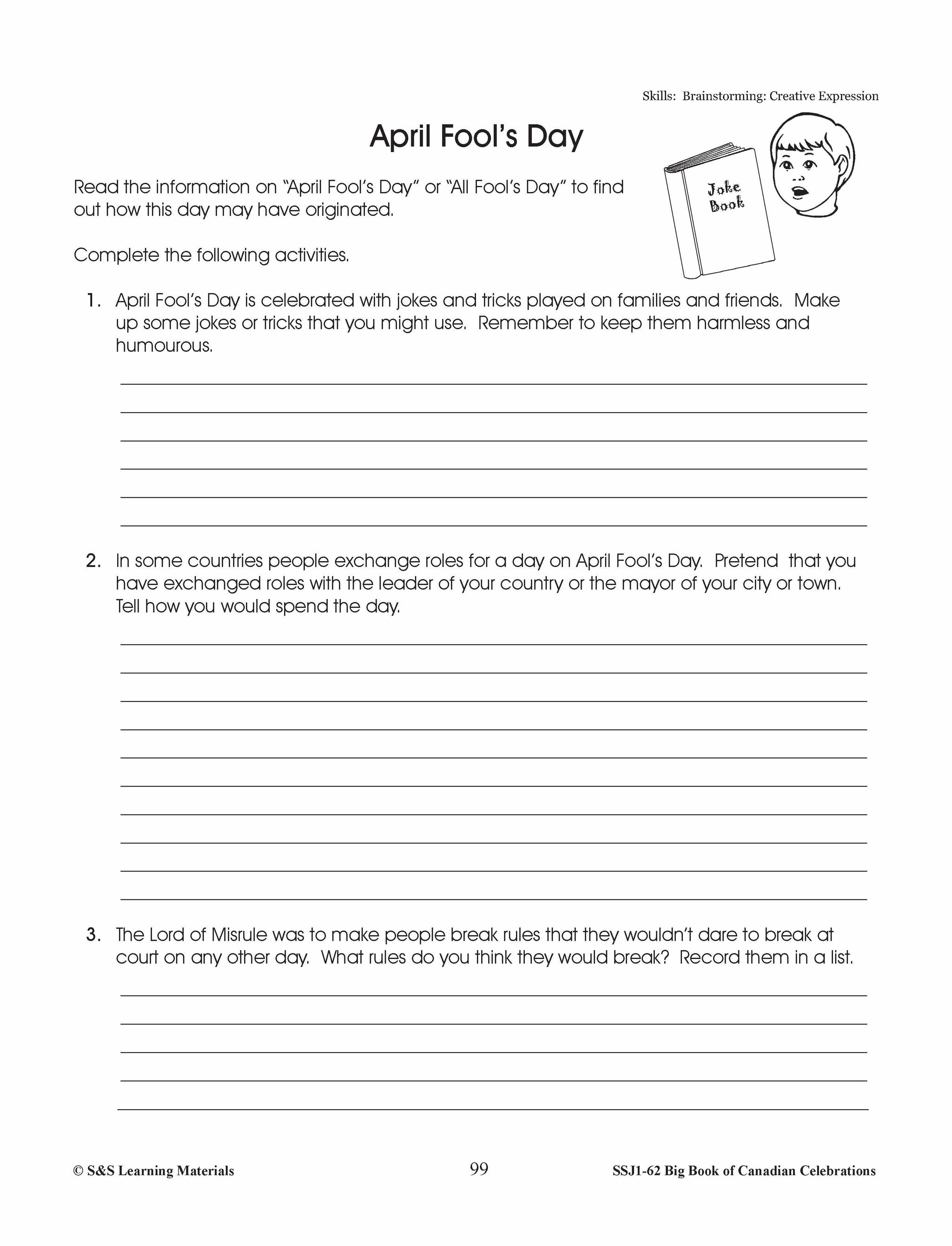 April Fool's Day Lesson Gr. 4-6 Information and Worksheets