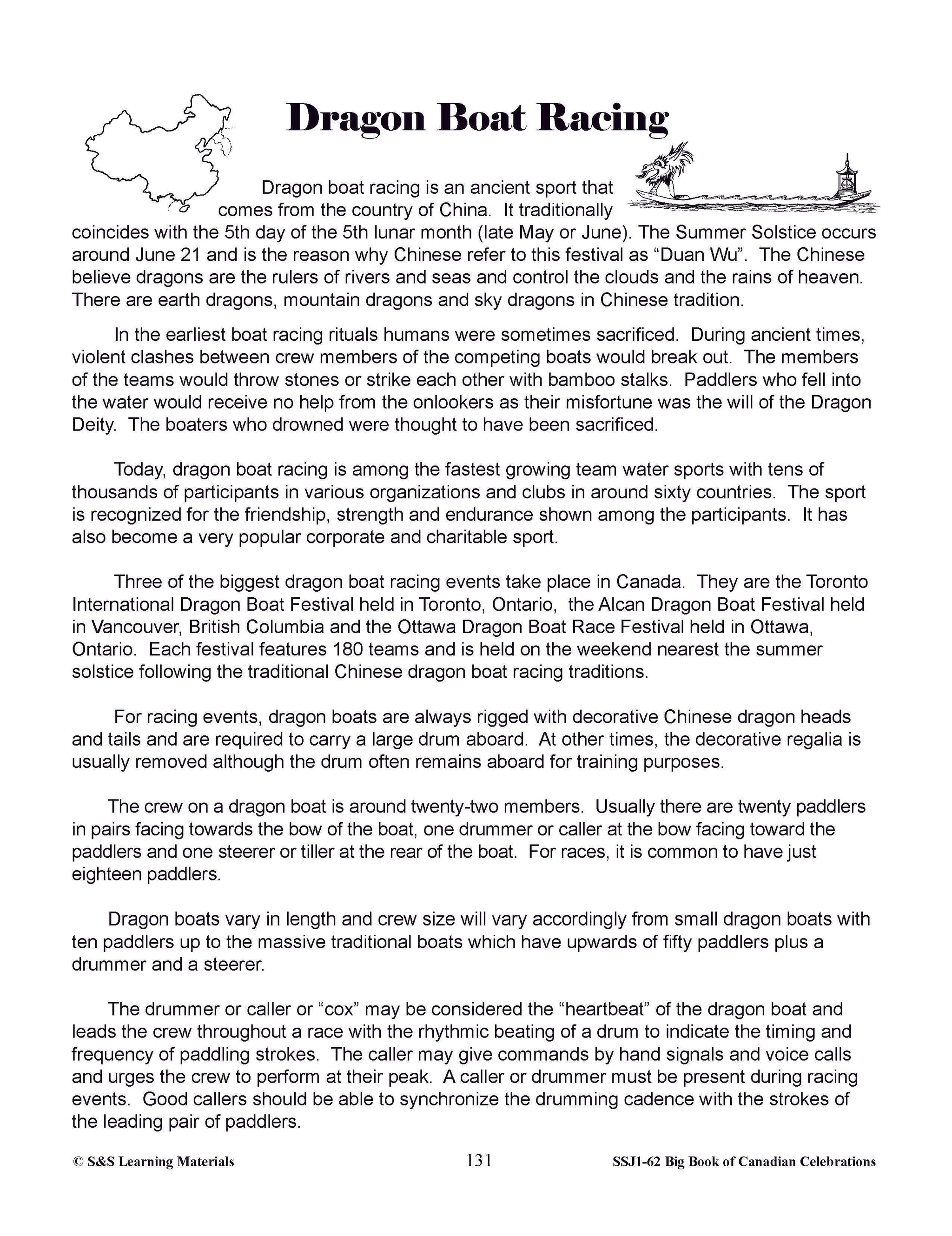 Dragon Boat Racing Lesson Gr. 4-6