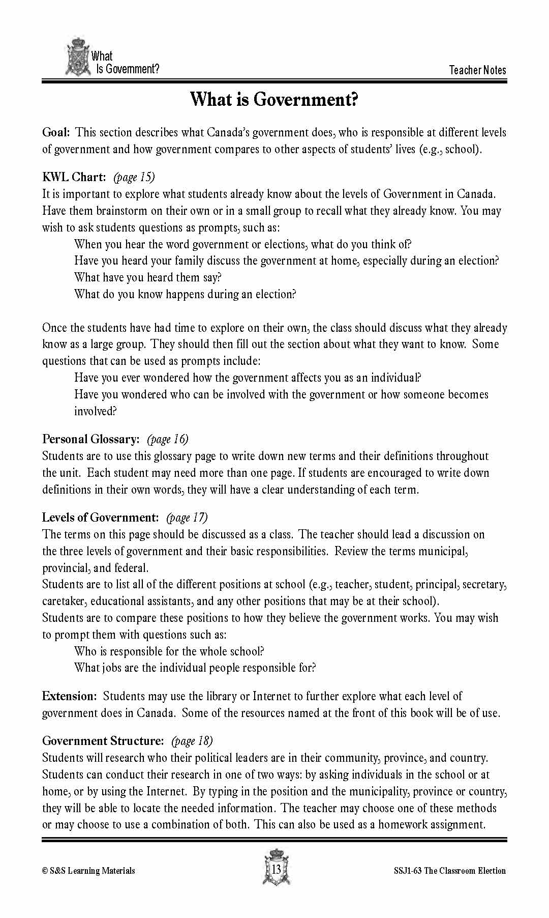 What is Government? Lesson Grades 4-7