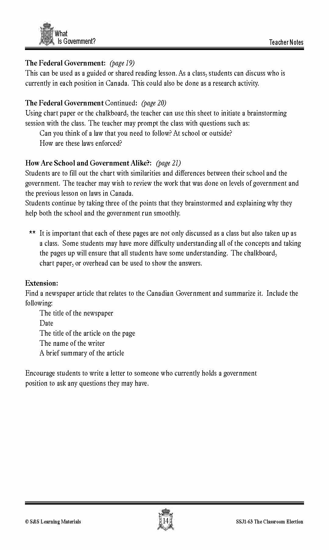 What is Government? Lesson Grades 4-7