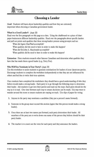 Choosing a Canadian Government Leader Lesson Grades 4-7