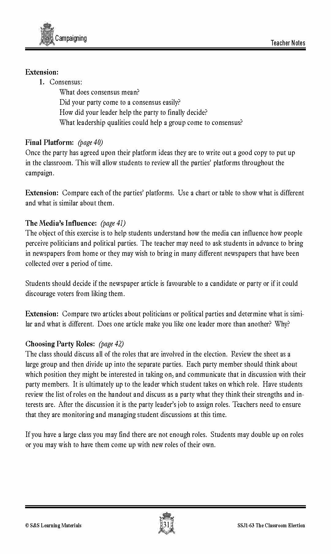 Campaigning for an Election Lesson Grades 4-7