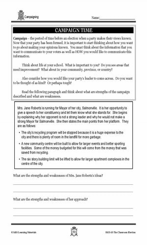 Campaigning for an Election Lesson Grades 4-7
