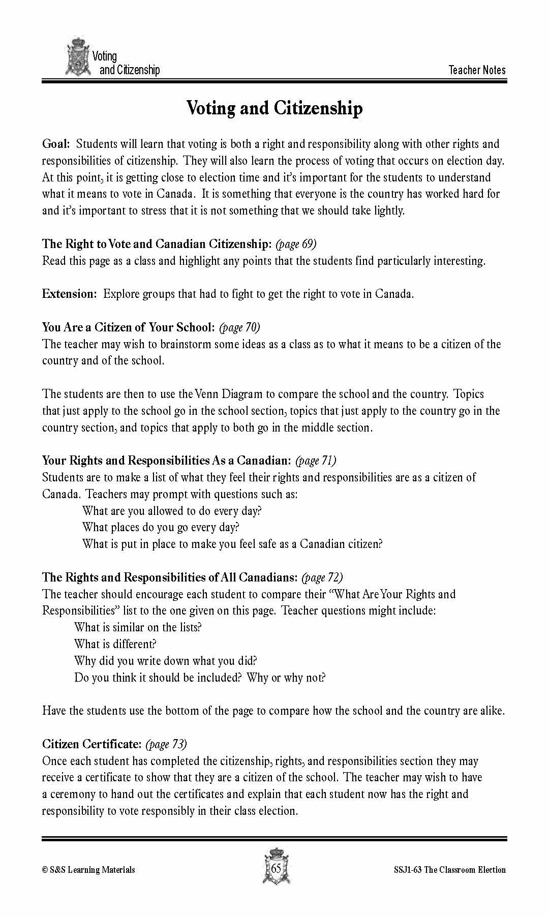 Canadian Voting & Citizenship Lesson Grades 4-7