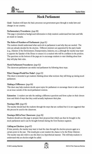 Mock Parliament Lesson Grades 4-7