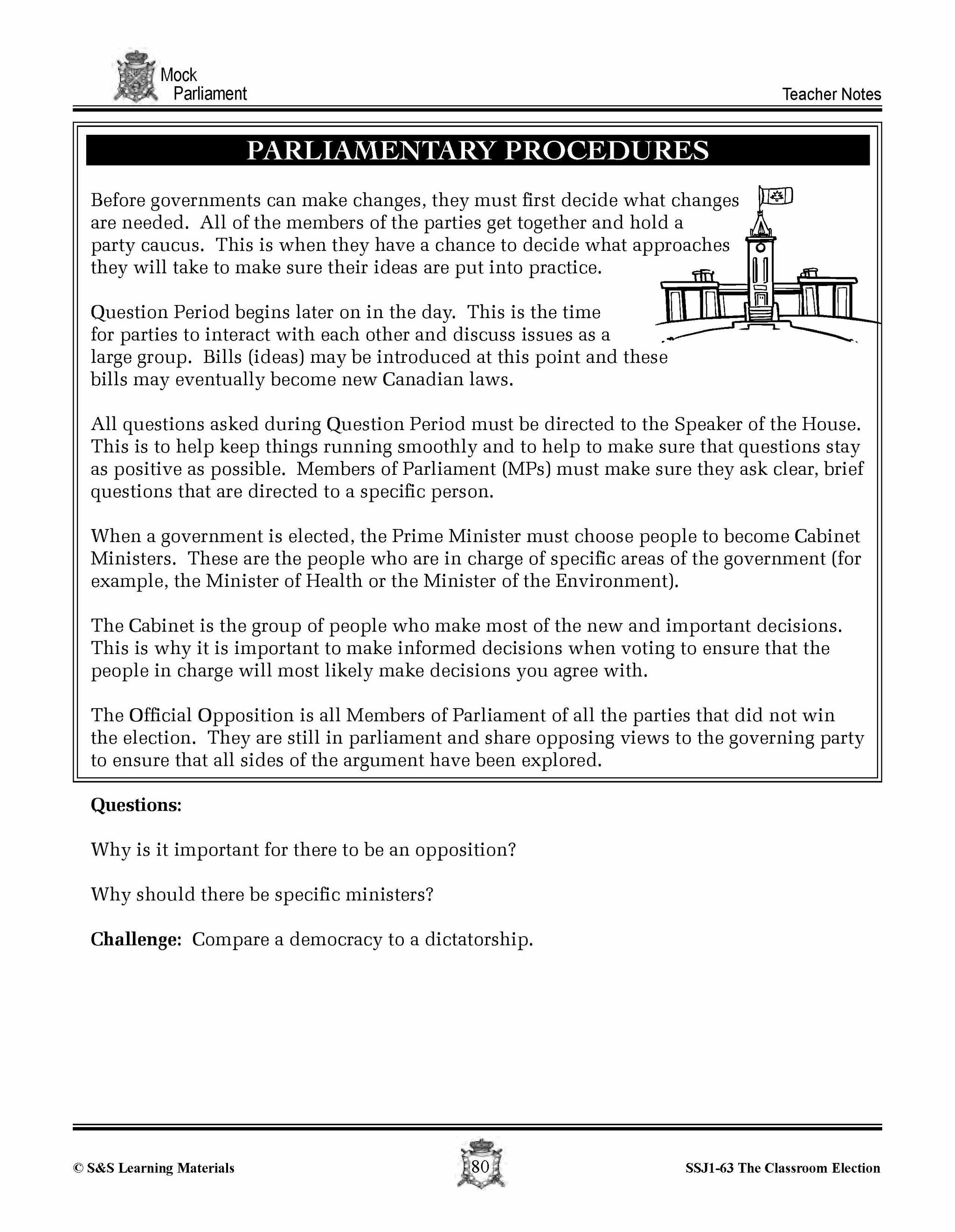 Mock Parliament Lesson Grades 4-7