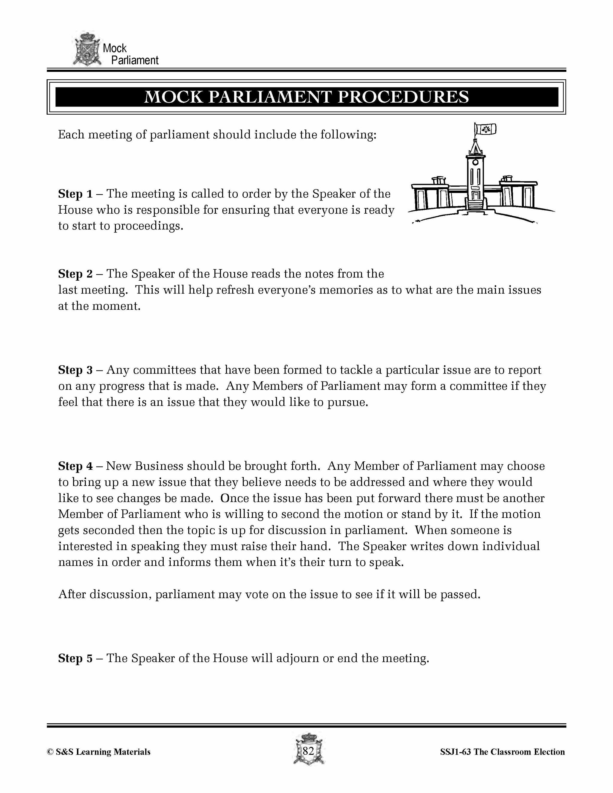 Mock Parliament Lesson Grades 4-7