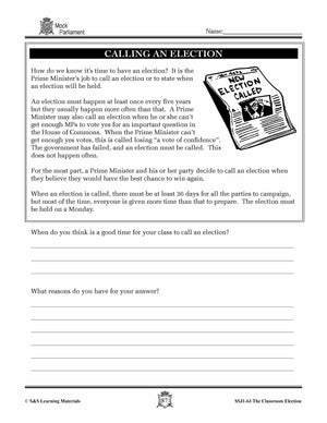 Mock Parliament Lesson Grades 4-7