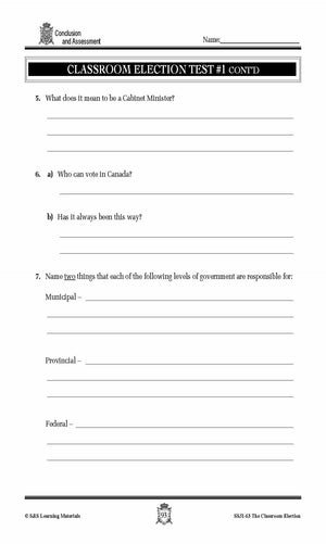 Classroom Election - Conclusion & Assessment Gr. 4-7