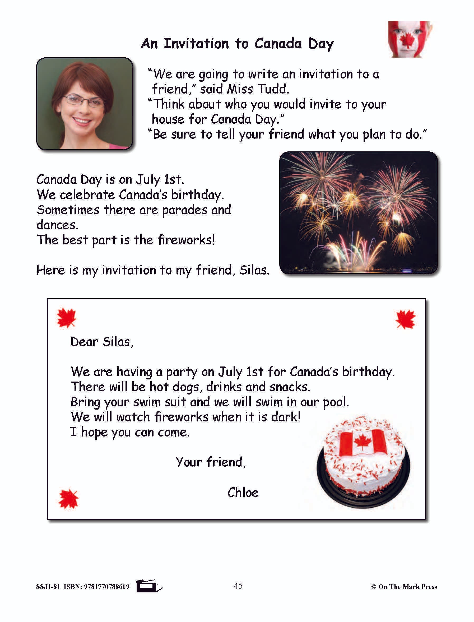 An Invitation to Canada Day Reading Lesson Grade 1