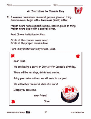 An Invitation to Canada Day Reading Lesson Grade 1