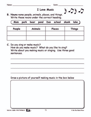 I Love Music! Grammar Lesson Gr. 1