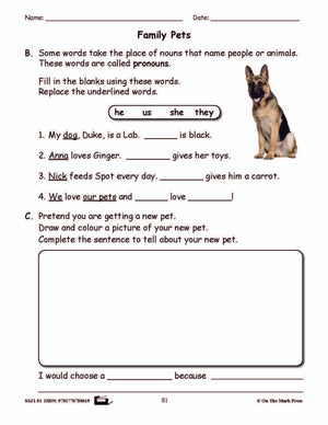Family Pets Grammar Lesson Gr. 1